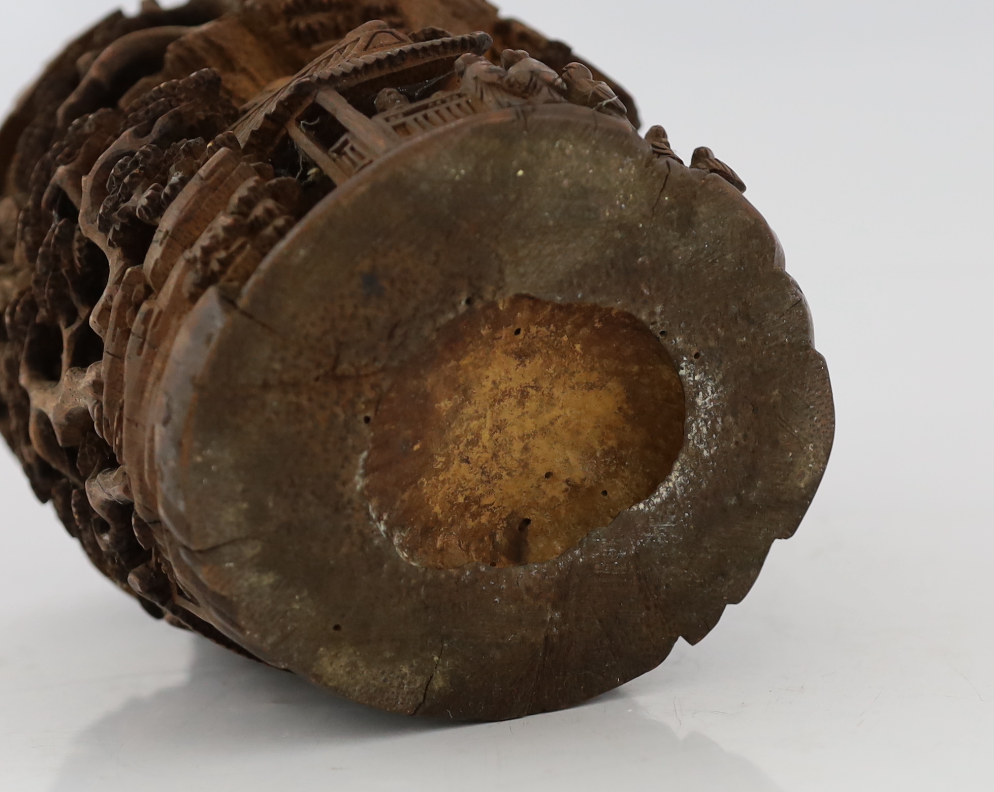 A Chinese bamboo-root ‘scholars’ brushpot, bitong, 19th century, age cracks